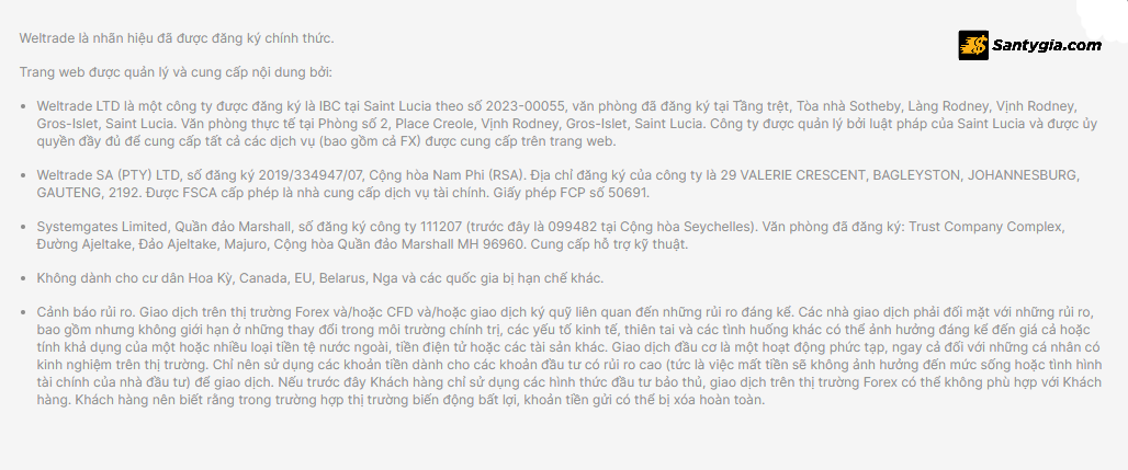 Quy dinh phap ly san Weltrade