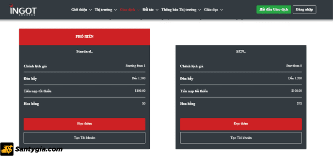 Ingot đang cung cấp 2 loại tài khoản chính