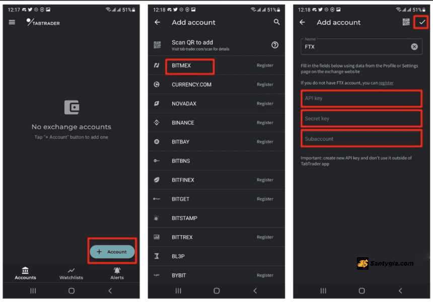 Giao dien Account tren ung dung TabTrader 1