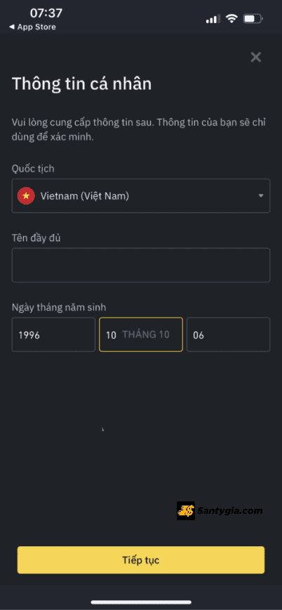 Dien day du thong tin ca nhan cua trader