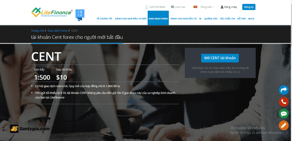 Tai khoan Cent LiteForex 1