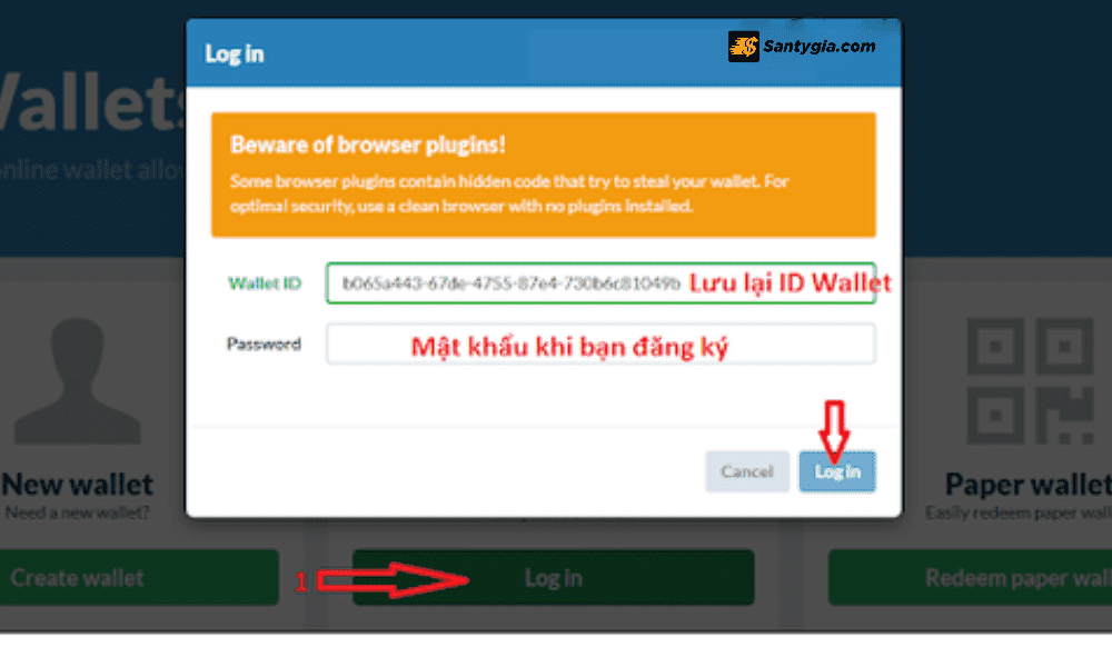 Trader luu lai ID Wallet va dang nhap vao vi 21