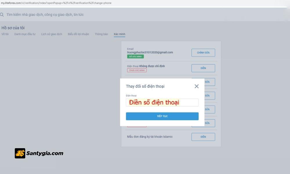 Trader xac minh so dien thoai de nhan ma code khi trader rut tien