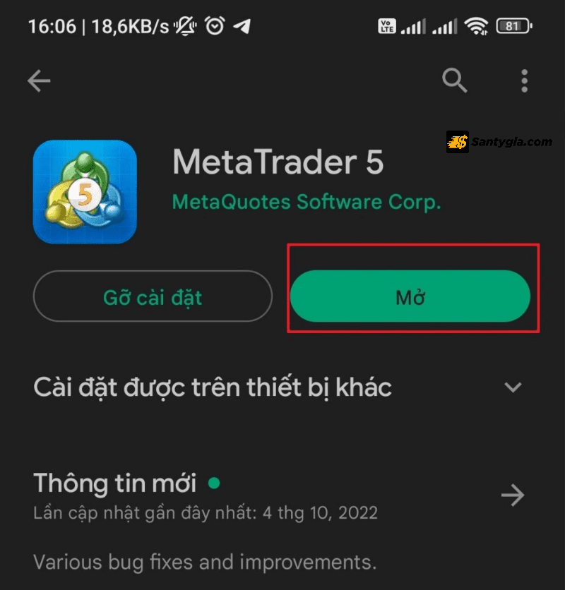 Khoi chay ung dung MT5