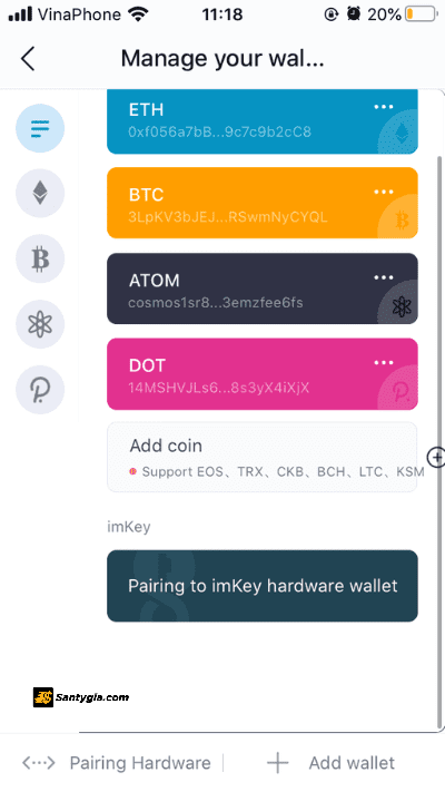Cach them coin tren ImToken