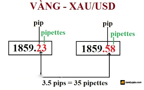 1 pip XAUUSD tri gia bao nhieu Vi du Trong khi gia cua cap XAU USD khong tang 035 USD ounce thi