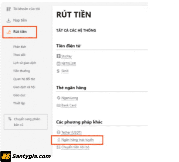 Rút tiền từ MT5 về tài khoản ngân hàng