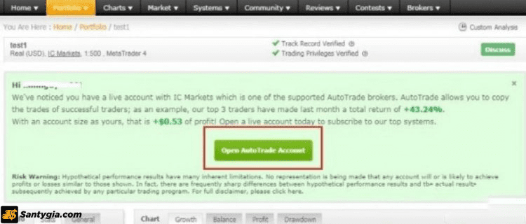 Trader chọn vào ngay phần Open AutoTrade Account