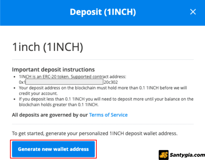 Ví dụ nạp token 1INCH