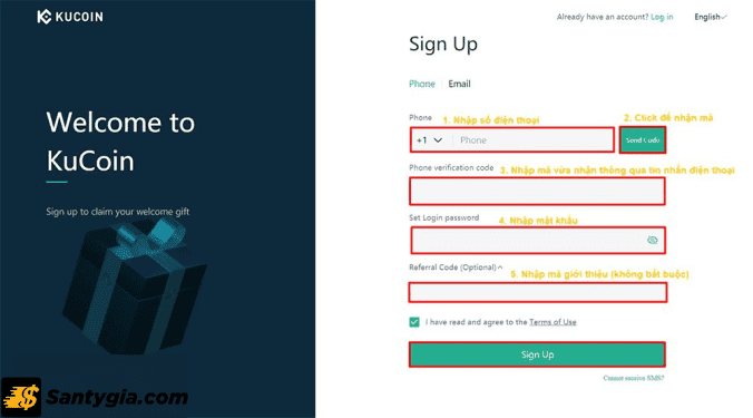 Cách đăng ký tài khoản sàn Kucoin