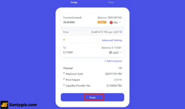 Điền lượng Token muốn đổi và lựa chọn loại tiền tệ thích hợp
