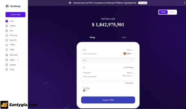 Kết nối ví TronLink tại sàn JustSwap