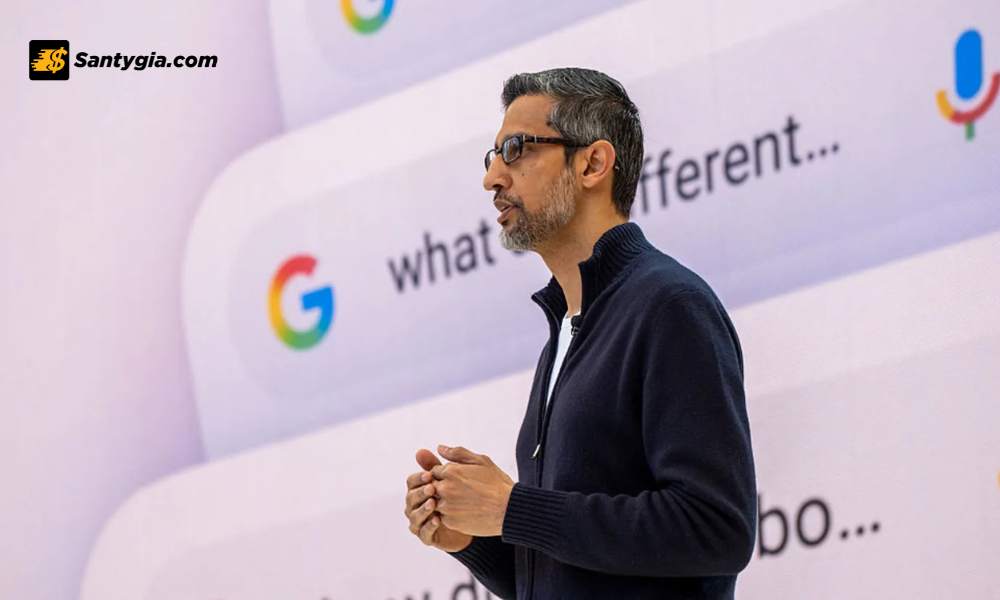 Tong giam doc dieu hanh Google Sundar Pichai phat bieu truoc dam dong tai hoi nghi danh cho cac nha phat trien IO thuong nien cua Google